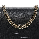 Pebbled Calfskin Medium Soho Flap Crossbody Black