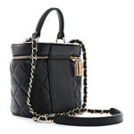 Lambskin Quilted Trendy Vanity Case Black