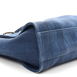 Mixed Fibers Striped Small Deauville Tote Navy Blue