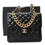 Aged Calfskin Quilted Double You Backpack Black