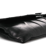 Lambskin Vertical Quilted Clutch Black