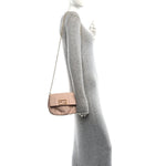 Vitello Flamingo Enamel Fendista Pouchette Crossbody Rosa Plaster