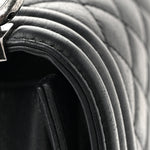 Calfskin Quilted Large Boy Flap Black