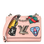 Epi Travel Stickers Twist Shoulder Bag Rose Ballerine