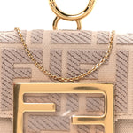 Canvas Vitello King FF Embroidered Nano Maxi Buckle Baguette Charm Nuvola