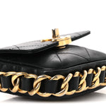 Calfskin Quilted Mini Framing Chain Bag Black