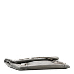 Chevre Silver Metallic Edge Hardware Envelope Clutch Gris Acier