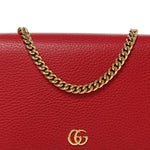 Dollar Calfskin Mini GG Marmont Chain Wallet Hibiscus Red
