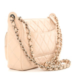 Shiny Crumpled Lambskin Quilted Small Preppy Pocket Clutch With Chain Beige