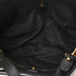 Pebbled Calfskin Alix Padlock Foldover Bag Black