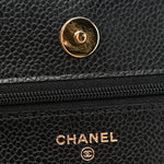 Caviar Quilted Wallet on Chain WOC Black