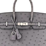 Ostrich Birkin 25 Gris Agate