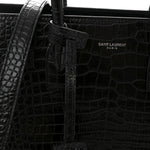 Calfskin Crocodile Embossed Baby Sac De Jour Black