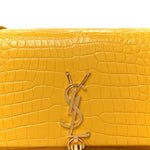 Calfskin Crocodile Embossed Kate Monogram Tassel Chain Wallet Saffron