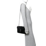 Grain De Poudre Textured Mixed Matelasse Triquilt Medium Monogram Satchel Black