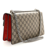 GG Supreme Monogram Suede Small Dionysus Shoulder Bag Beige Ebony Vulcanic Red