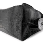 Semi Matte Calfskin Crocodile Embossed Neo Classic Black Hardware Large City Black