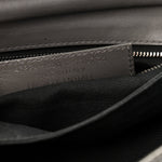 Chevre Silver Metallic Edge Hardware Envelope Clutch Gris Acier