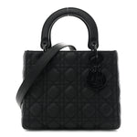 Ultra Matte Calfskin Cannage Medium Lady Dior Black