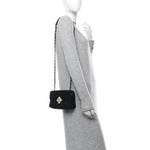 Velvet Strass Diamond Lock Flap Black