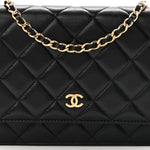 Lambskin Quilted Wallet On Chain WOC Black