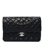 Lambskin Quilted Small Double Flap Black