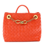 Nappa Intrecciato Small Andiamo With Chain Shoulder Bag Orange