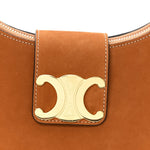 Suede Medium Strap Ava Triomphe Shoulder Bag Camel