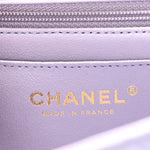 Lambskin Quilted Mini Top Handle Rectangular Flap Light Purple