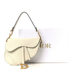 Grained Calfskin Saddle Bag White