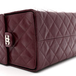 Shiny Crumpled Calfskin Quilted Medium Chanel 25 Handbag Dark Burgundy