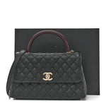 Caviar Quilted Small Coco Handle Flap Black