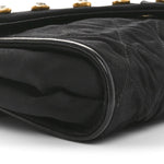 Fabric Quilted Crystal Envelope Small Flap Black