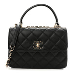 Lambskin Quilted Small Trendy CC Chain Dual Handle Flap Bag Black