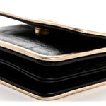 Metallic Calfskin Clutch With Chain Black Gold