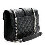 Grain De Poudre Textured Mixed Matelasse Triquilt Small Monogram Satchel Black
