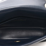 Shiny Lambskin Small Chain Is More Flap Navy Blue