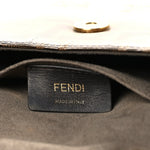 Glazed Fabric Vitello Century FF 1974 Stamp Patch Mini Double F Crossbody Bag Mogano Panna Black