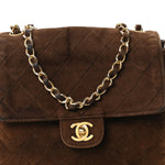 Suede Quilted CC Shoulder Bag Brown