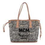 Metallic Visetos Medium Liz Reversible Shopper Tote Champagne Gold