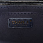 Denim Quilted XXL Travel Flap Bag Dark Blue Orange