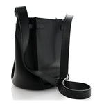 Supple Grained Calfskin Long Strap Big Bag Bucket Black