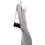 Shiny Calfskin Monochrome Crocodile Embossed Hourglass Chain Bag Black