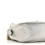 Metallic Calfskin Matelasse Studded Small Pearly GG Marmont Chain Shoulder Bag Silver