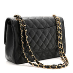 Caviar Quilted Jumbo Double Flap Black