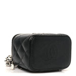 Caviar Quilted Mini Vanity Case With Chain Black