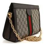 GG Supreme Monogram Web Small Ophidia Chain Shoulder Bag Brown