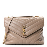Calfskin Y Quilted Monogram Medium Loulou Chain Satchel Dusty Grey
