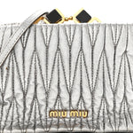 Metallic Matelasse Lux Mini Crossbody Tote Cromo