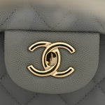 Caviar Quilted Jumbo Double Flap Grey